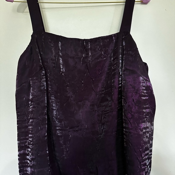Ladies two piece dark purple crushed velvet satin dress - Picture 5 of 7